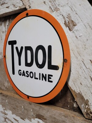 VINTAGE TYDOL PORCELAIN SIGN GAS STATION PUMP PLATE SERVICE REPAIR SHOP GARAGE