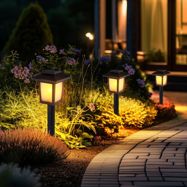 Stecklampe Solarleuchte AußEn Laterne Terrasse Erdspieß Feuer Effekt Led 3Er Set-image