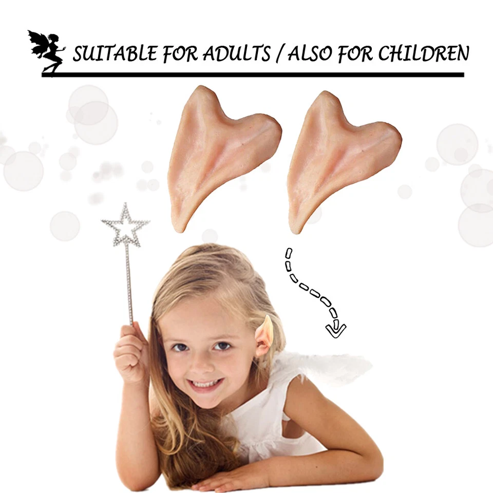 Halloween Cosplay Elf Ears Latex Hobbit Pixie Fairy Vulcan Alian Costume Props - Image 4 of 4
