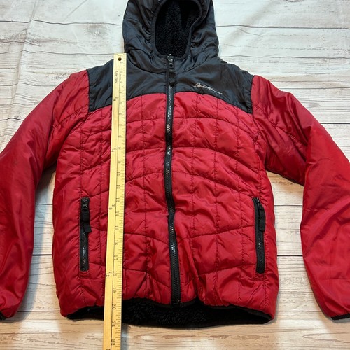 Eddie Bauer Reversible Hooded Winter Puffer Jacket Red Black Kids Medium 10/12 - Picture 4 of 11