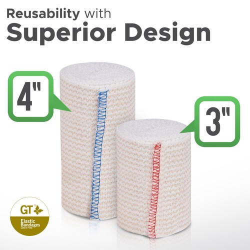 GT 2x4" & 2x3" Organic Cotton Bandages Wrap Hook/Loop Fasteners, Beige - Picture 8 of 9