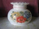 VINTAGE FLORAL MILK GLASS LAMP SHADE 6" HIGH AND 7" WIDE BASE
