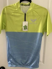 Nine Bull Men's neon green/Blue Short Sleeve Cycling Shirt Size S New w/tag
