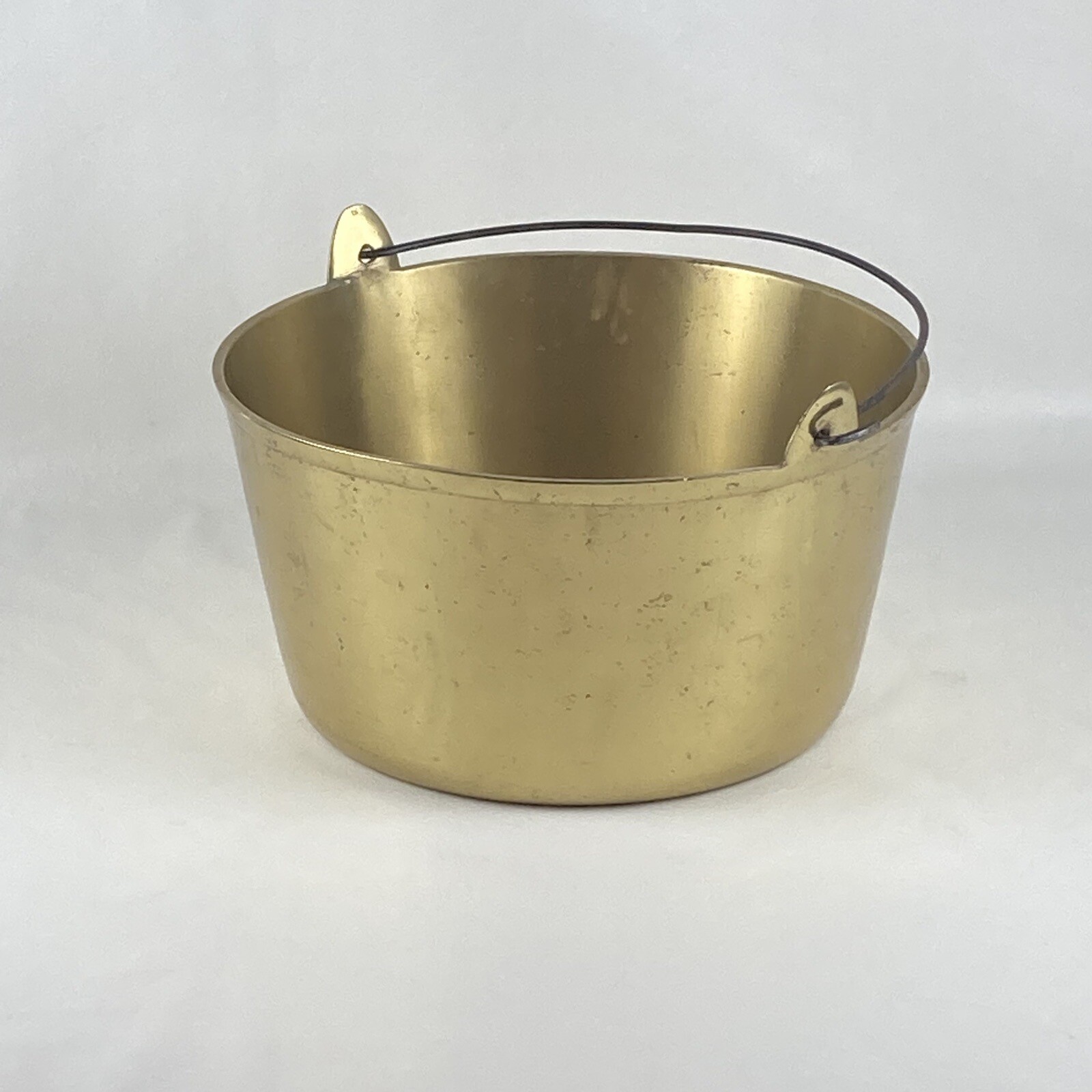 Vintage Brass Pail Bucket with Swing Iron Handle 12"D Kindling Small