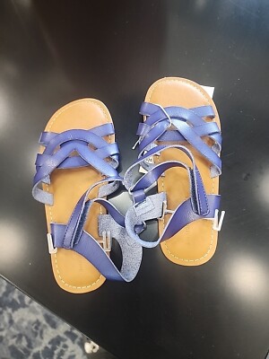 Girls Open Toe Blue Flat Strappy Sandal Size 2 By Amazon Essentials 