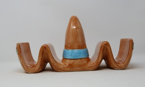 Unique Vintage Ceramic Taco Plate Holder Lotus 1995 Sombrero Hat 13” - Picture 3 of 10