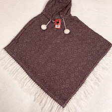 ANDEAN ALPACA HANDMADE WOMEN PURPLE CAPE COAT PONCHO SIZE S M