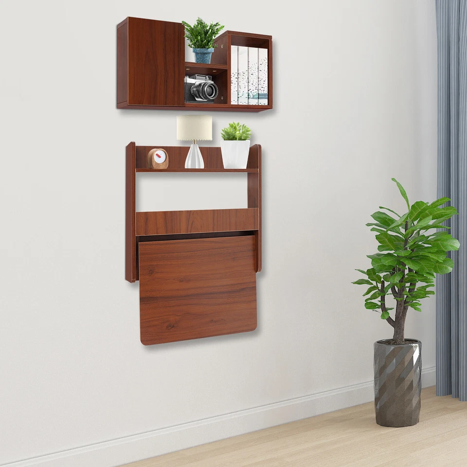Wall Mounted Bookshelf Folding Space Saving Wall Mounted Table Fold Down Lapto - Image 3 of 4