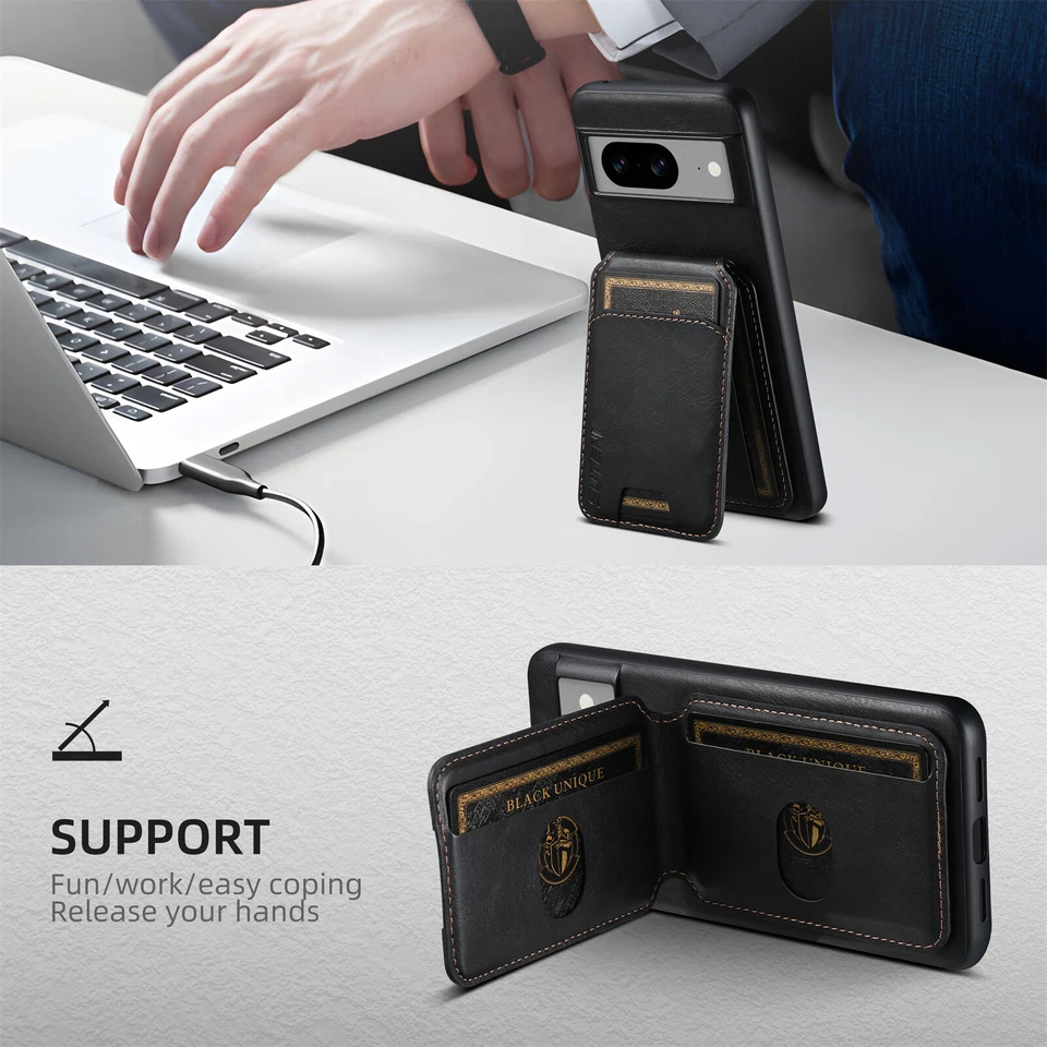 For Google Pixel 6 Pro 6A 7 7A 7 Pro 8 8Pro Retro Leather Case Card Wallet Stand - Image 2 of 4