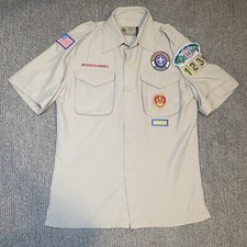 Boy Scouts Of America Youth Boys L Uniform Shirt Short Sleeve Vented Patches
