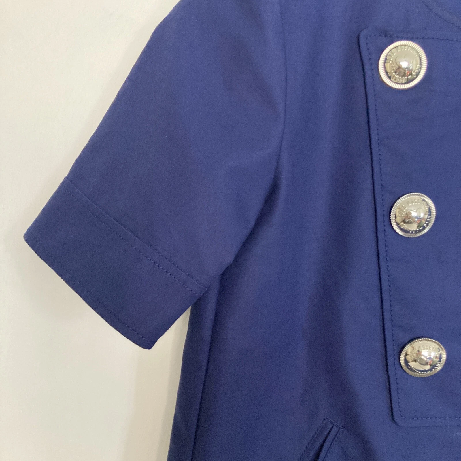 Abito Moschino Love Moschino UK 8 US 4 bottoni argento navy nuovo con etichette prezzo consigliato £ 470