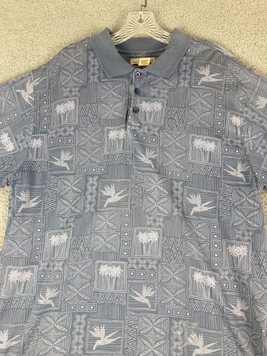 Kona Kai Trading Company Size L Mens Blue Tropical Shirt Floral 100% Cotton - Picture 2 of 7
