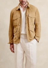 Beige Leather Trucker Jacket For Men Pure Suede All Sizes XS S M L XXL 3XL 4XL