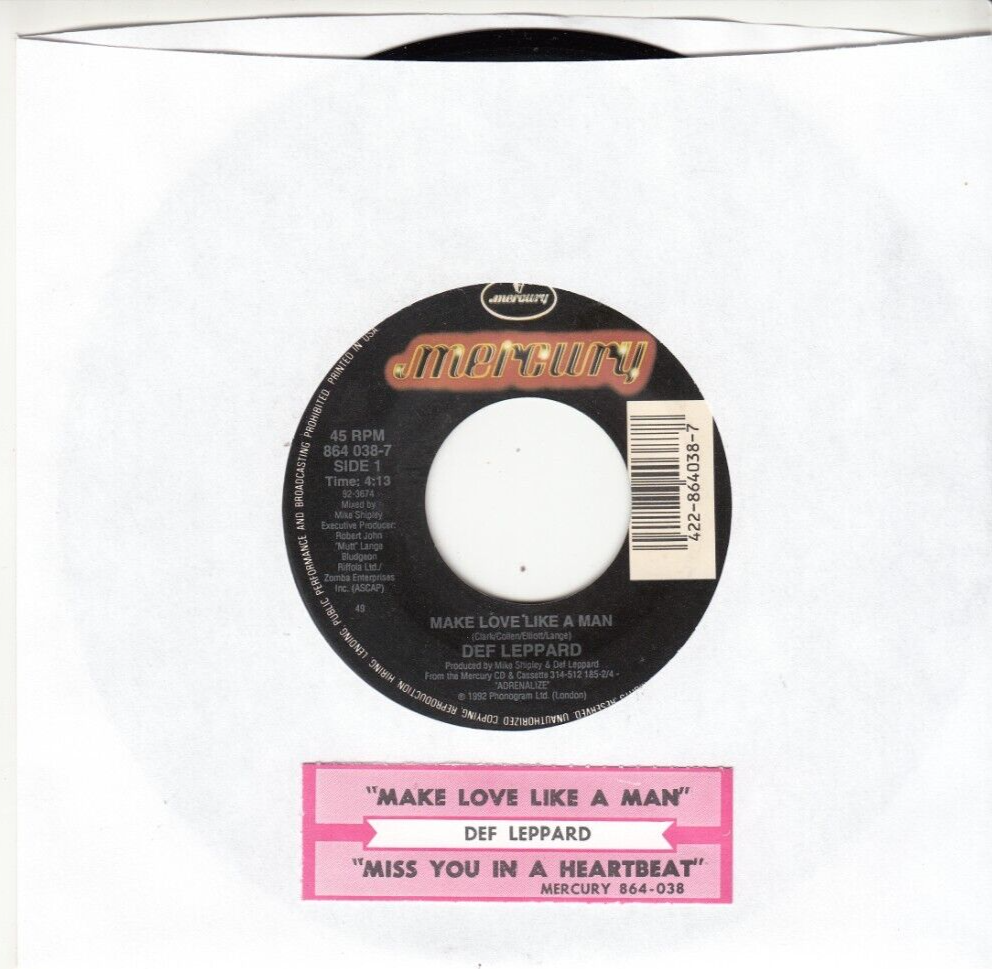 DEF LEPPARD - MAKE LOVE LIKE A MAN - ORIGINAL MERCURY 45 - JUKEBOX