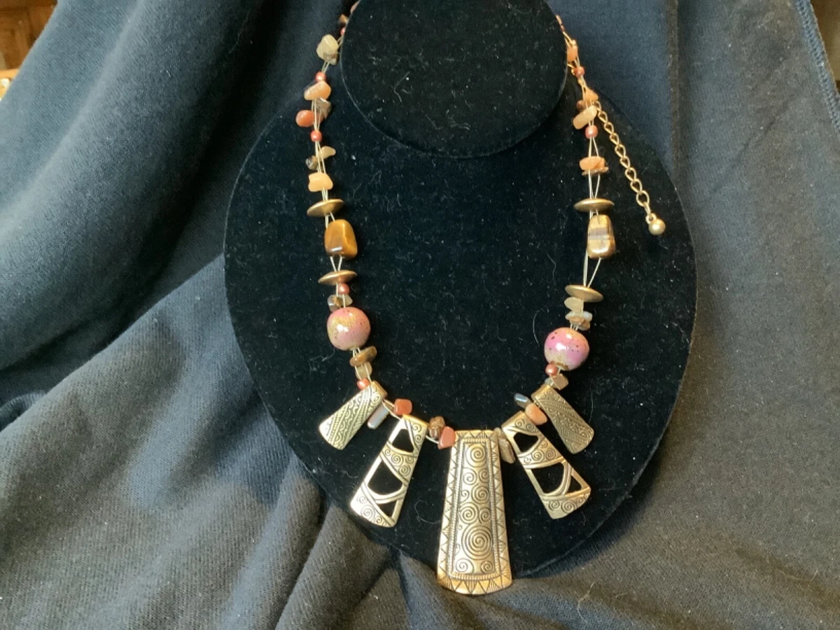 chicos necklace Vintage Metal natural stone 17 20 eBay