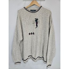 Carmel Golf Sweater Mens XXXLT Oatmeal Textured Knit Embroidered Made in USA