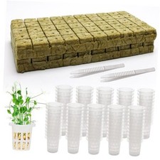 202Pcs Rockwool Planting Cubes Set 1 Inch, 100P Rockwool Starter Plugs with 0.18 per gallon