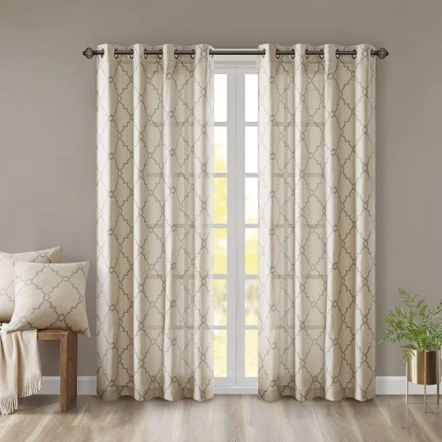 AS Fretwork Print Grommet Top Window Curtain Panel 50x108"(Only 1 Pc Panel)