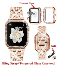 Bling Strap Tempered Glass Case tool for iWatch 11 10 9 8 7 6 5 SE3 Ultra 3 Band
