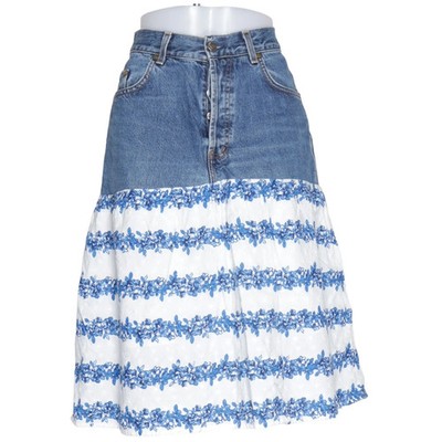 Madoc, Jeansrock, Größe: 40, Blau/Weiß, Blumen, Damen #frB