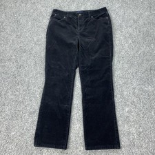 Talbots Heritage Pants Jeans Womens 8P Black Corduroy Straight Leg Stretch