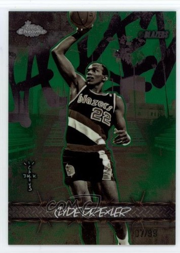 2025 Topps Chrome Cactus Jack Jacked Up Green Refractor 7/99 Clyde Drexler HOF