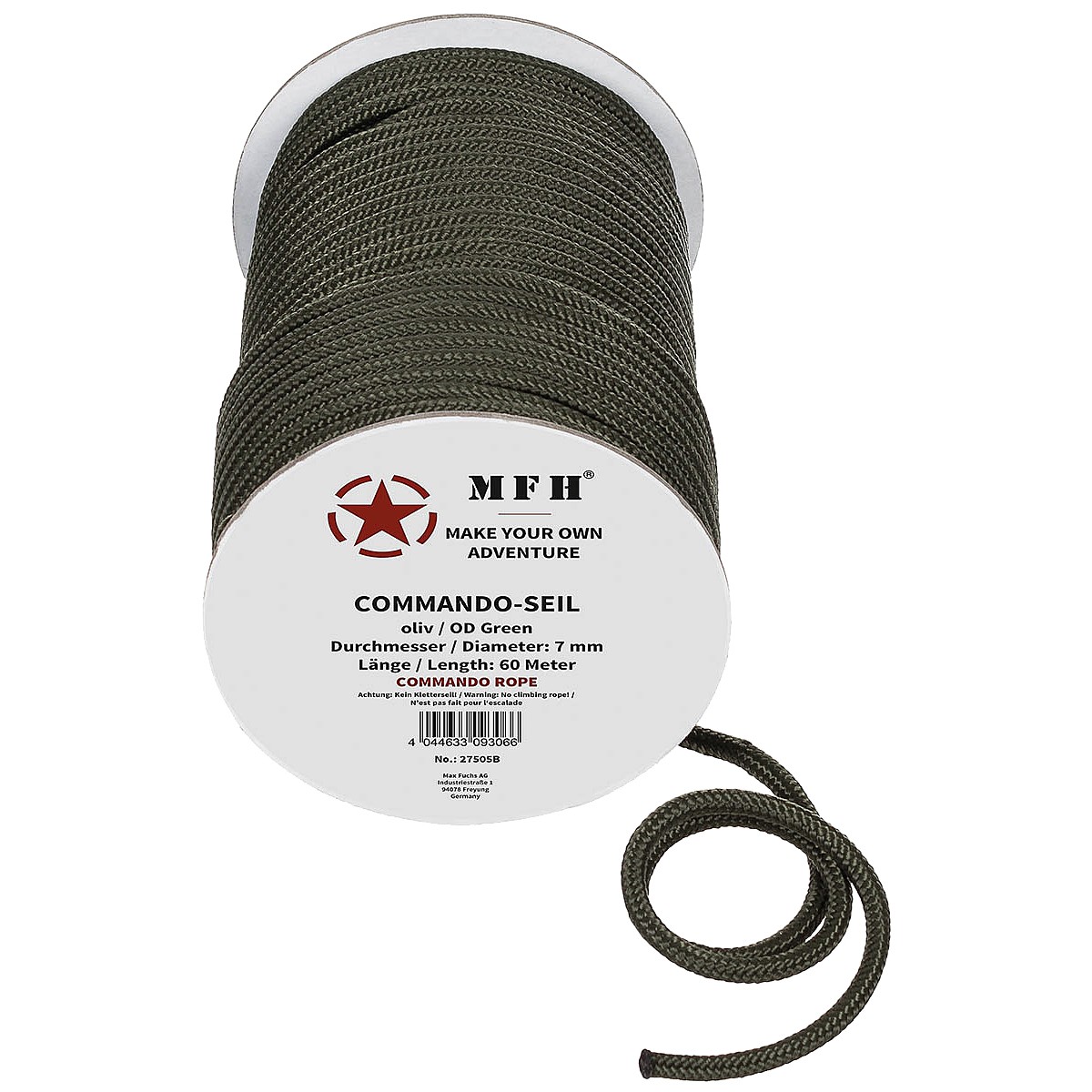 MFH 7mm Rope Outdoor Tactical Military Camping Expedition OD Green