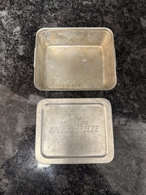Lot Of (2)Vintage 1950s Bernardin Speed E Freeze Silver Aluminum Tin Retro USA