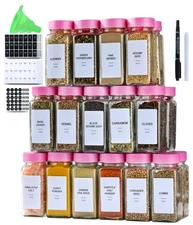 24 Glass Spice Jars with Label-4oz Spice Containers with Lids and Shaker Lids...