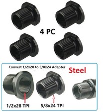 4 PC Black Aluminum Female 1/2x28 TPI Convert to Male 5/8x24 TPI Muzzle Adapter