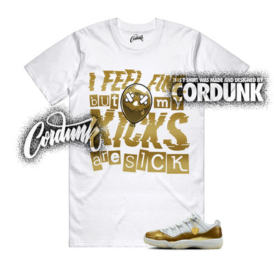 11 Metallic Gold Low White Team Dunk Vapormax Air Force T Shirt Match SICK