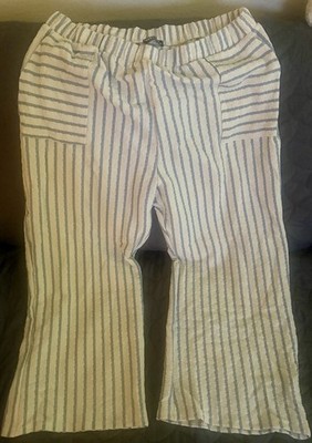 Heimish USA Blue And White Striped Wide-leg Knit Pants 2X