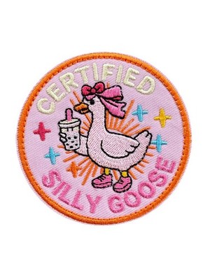 Certified Silly Goose Patch Funny Duck Boba Tea Embroidered Hook & Loop 