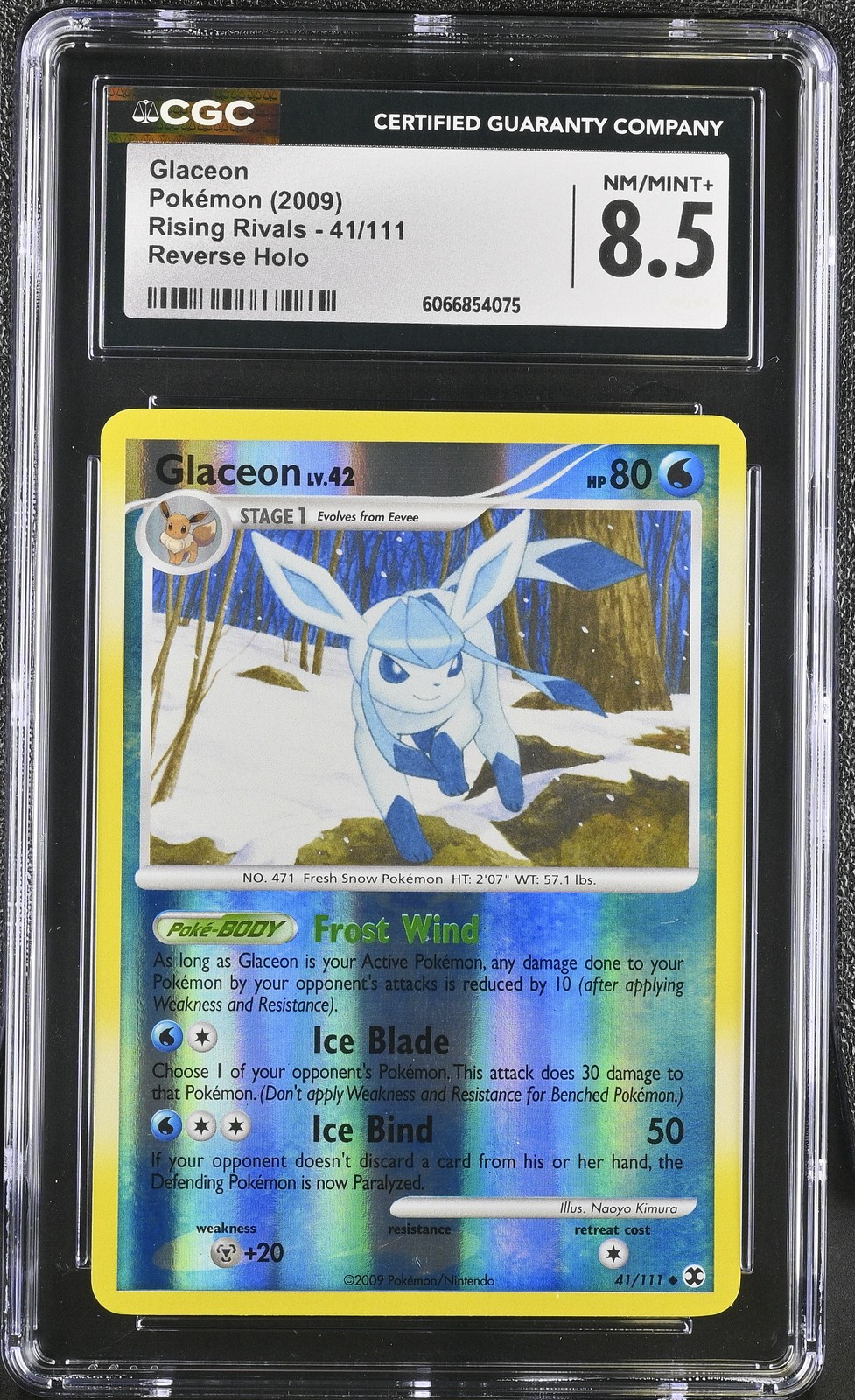 CGC 8.5 Glaceon 2009 Rising Rivals 41/111 Reverse Holo Pokemon Card