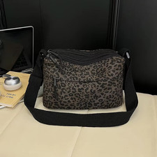 Women's Leopard Print Shoulder Bag Cross Body Bag Multi-Pocket Adjustable Strap