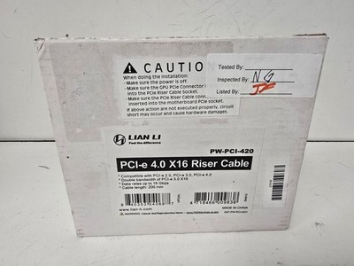 LIAN LI Premium PCI-E 16X 4.0 Black Extender Riser Cable 200mm - PW-PCI-420