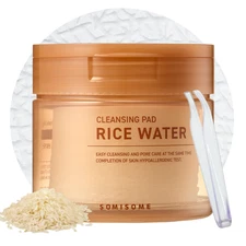 SOMISOME Rice Water Cleansing Pads Makeup Remover Wipes Korean Skincare Cleanser