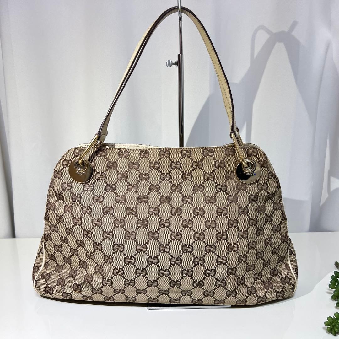GUCCI GG Canvas Tote Bag Shoulder Bag Beige Authentic Vintage thumbnail 6