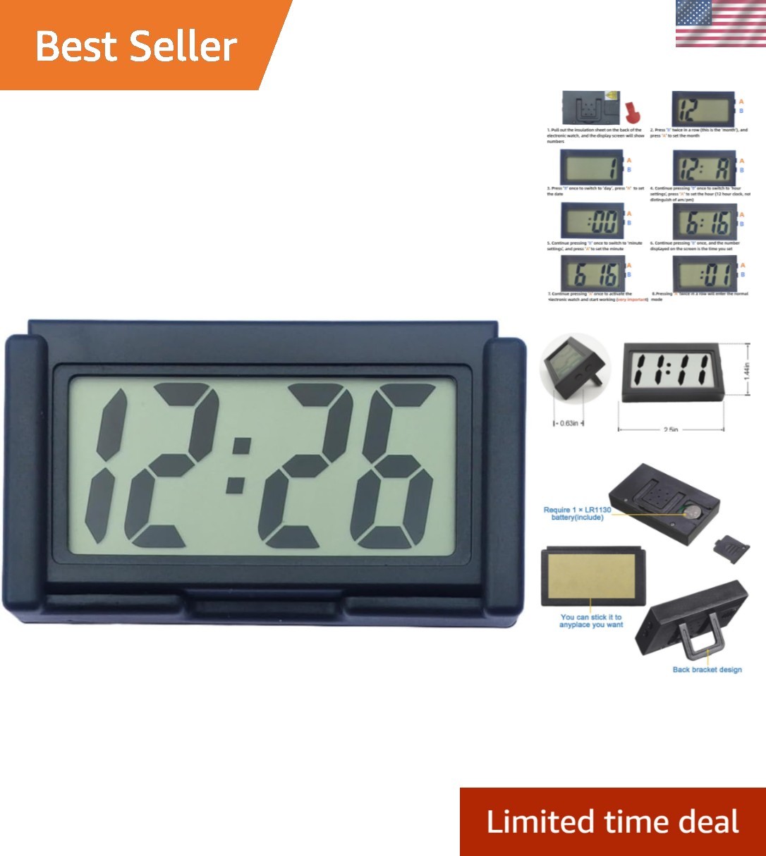 Multi-Functional Miniature Digital Clock - Ideal for Desktop and Vehicle Use