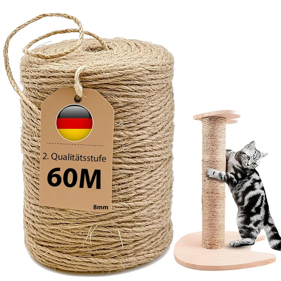 10M/60M Sisalseil für kratzbaum Sisal 8mm Kratzbäume Kratzbaumseil Sisalschnur - Bild 4 von 4