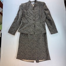 John Meyer of Norwich Women s Skirt Suit Size 12 Black Beige Paisley Career Chur