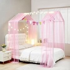 ZIQINPSQ House Bed Canopy Curtains,2pcs W 2" x L (2 Panels), Pink 