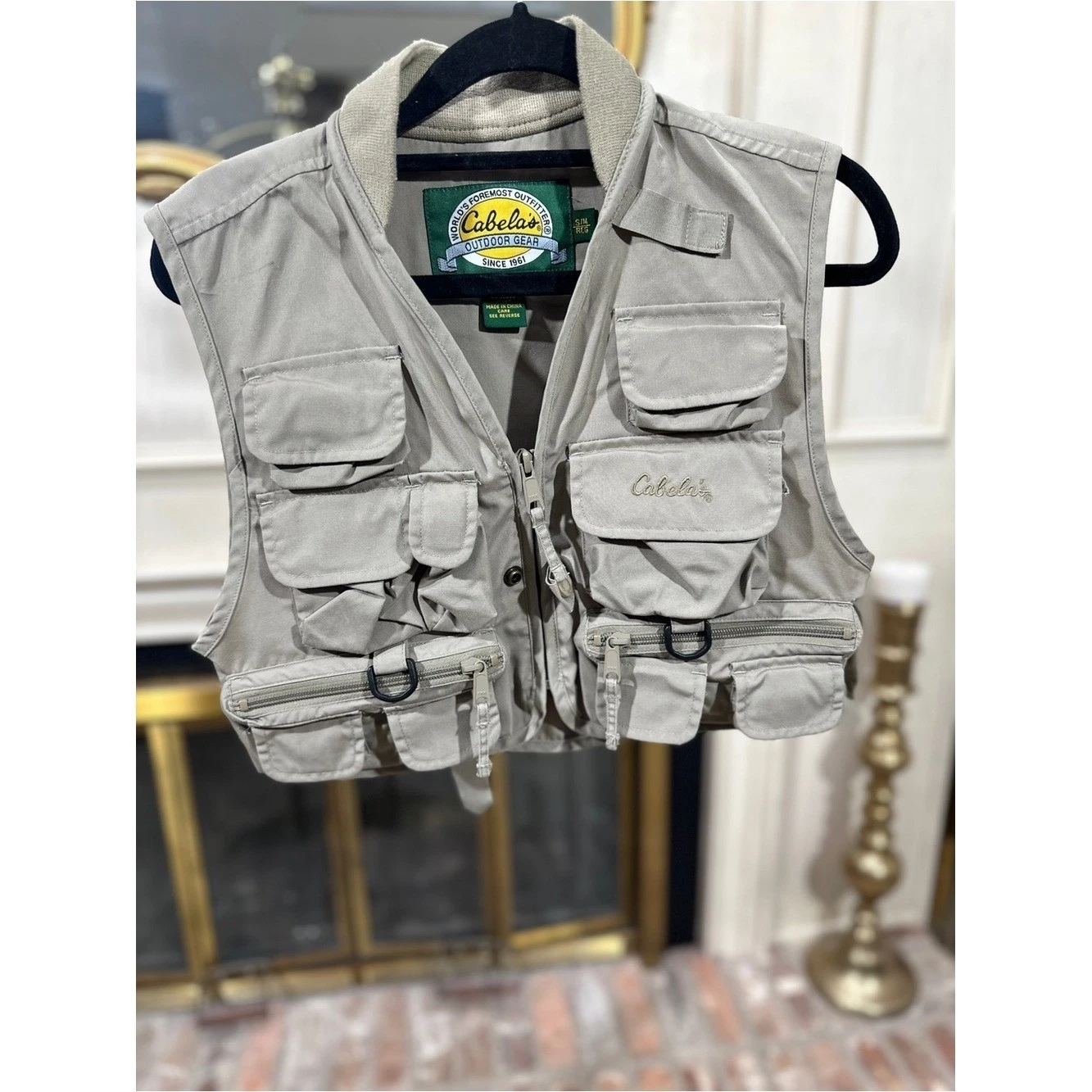 Cabela's Vest S/M Vintage Tan Fly Fishing Utility Gorpcore Cabincore
