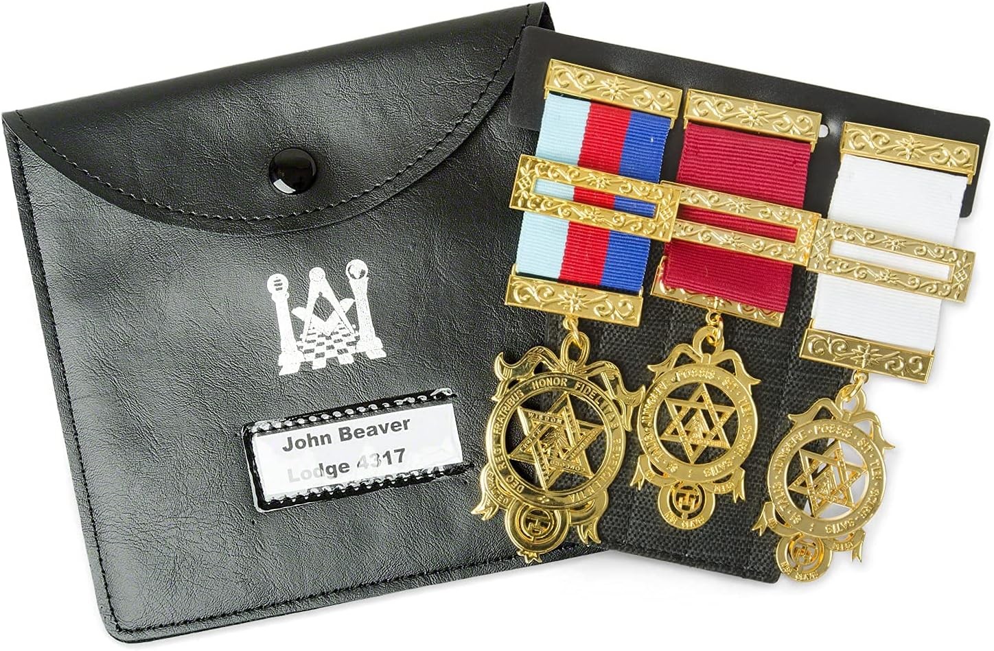THE MASONIC COLLECTION - Regalia Pocket and Wallet Jewel Holder Leather Set - S