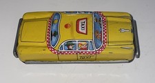 Vintage Japan Tin Litho Yellow Taxi Cab Toy Car 3.5  