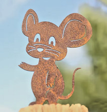 Große Rostige "Maus"  21,5cm groß, Edel Rost Deko Gartendekoration Zaunpfahldeko