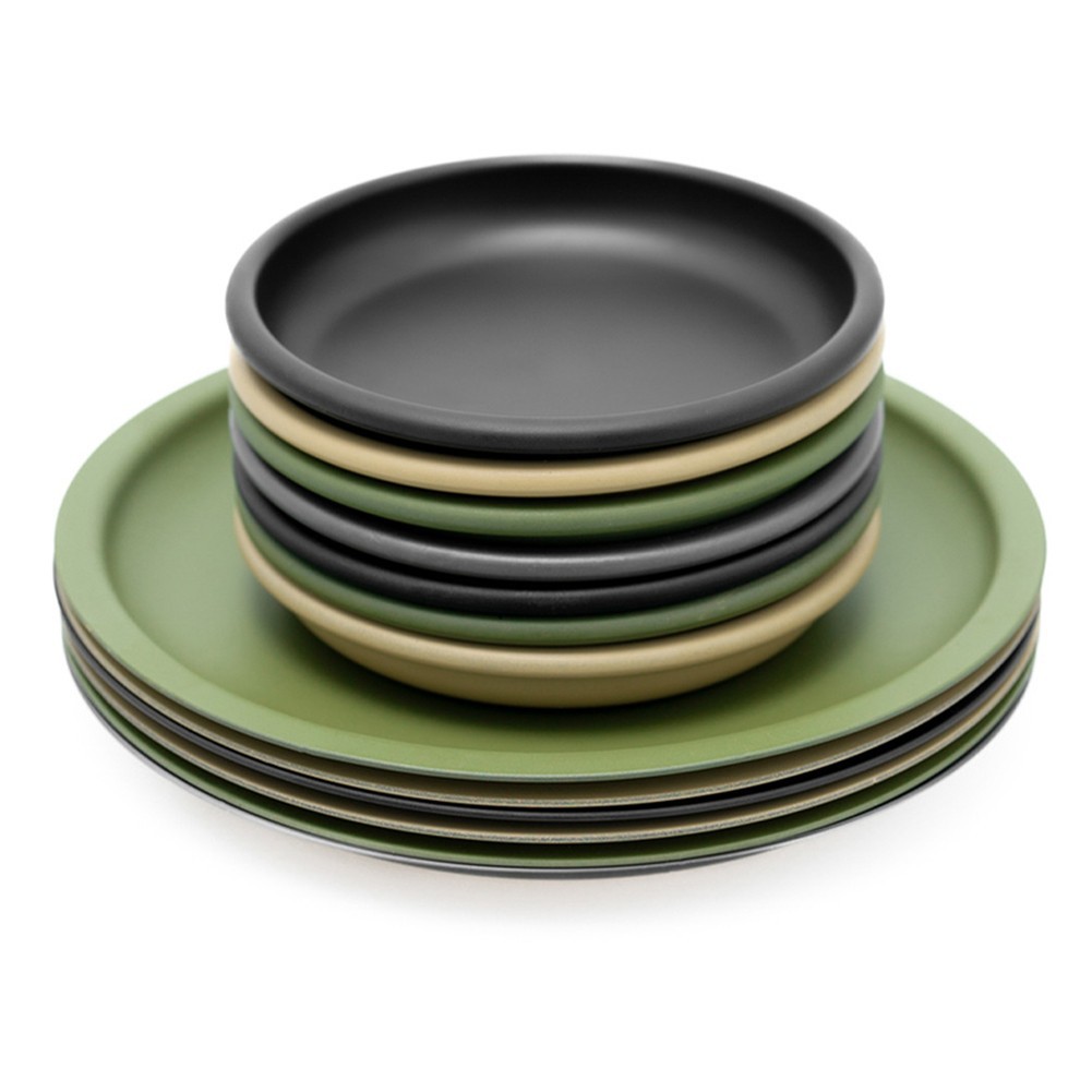 Plato de cena antiadherente compacto y portátil para camping construcción de aleación de aluminio