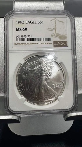 1993 $1 American Silver Eagle NGC MS69