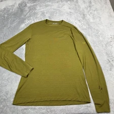 Arc'teryx Shirt Mens Large Green Satoro AR Crew Neck Wool Blend Base Layer FLAWS