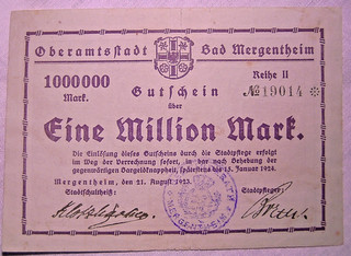 120) Bad Mergentheim ★★★ 1 Million Mark 21. Aug. 1923 ★★★